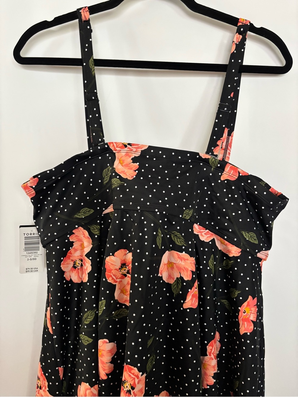 TORRID Tankini Floral Dot Twist Front Underwire Top size 2-D/DD NWT - Picture 6 of 16